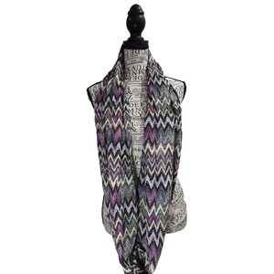 Women's Infinity Chevron Scarf- Purple,‎ Black and White